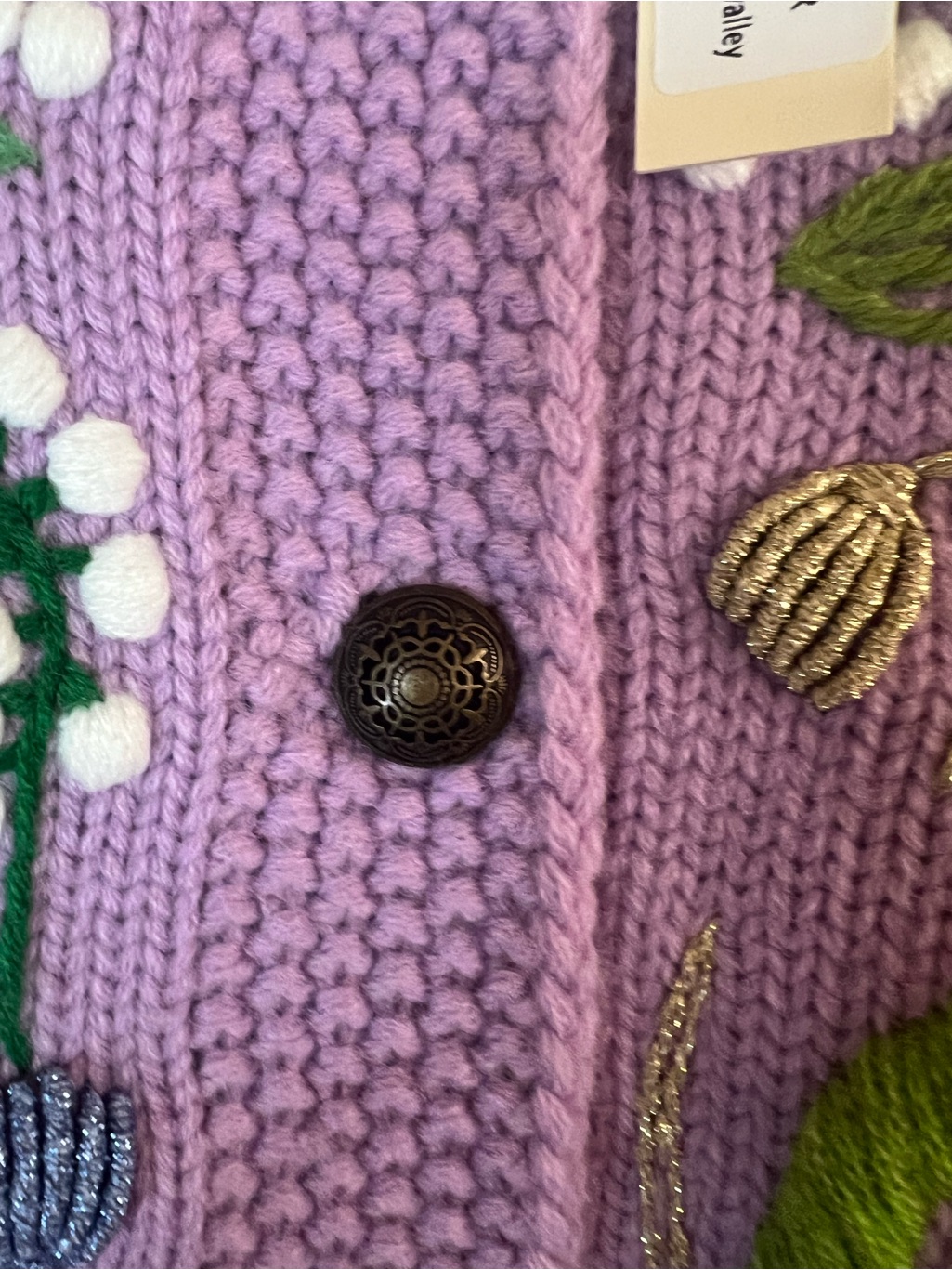Nwt Line Markvardsen Knit Wool Embroidered Lilac Knit Cardigan Sweater — image 7 of 8